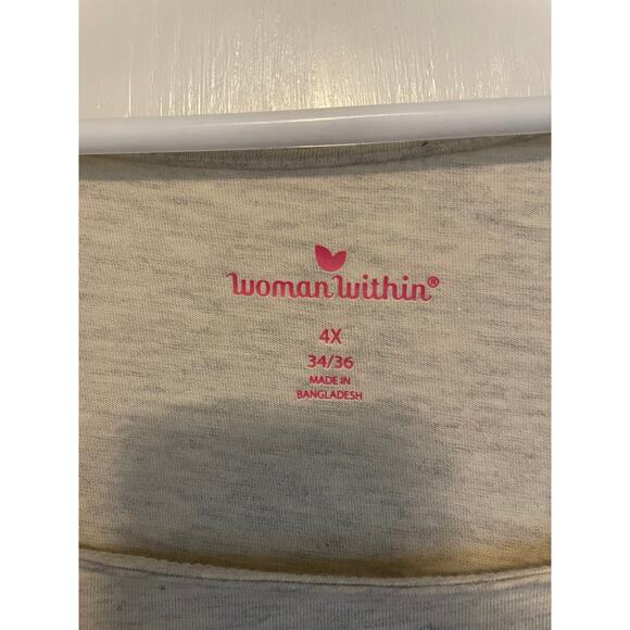 Woman Within Perfect Elbow-Sleeve Square-Neck Tee Cream cotton lightweight 4X - Picture 6 of 8